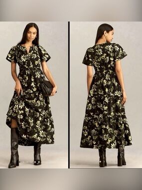 Somerset Anthropologie 100% Cotton Maxi Dress - Black/Green